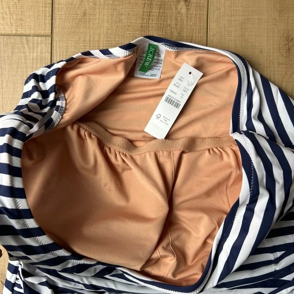 J. Crew Striped Ruched One-Shoulder Swimsuit - Picture 3 of 8